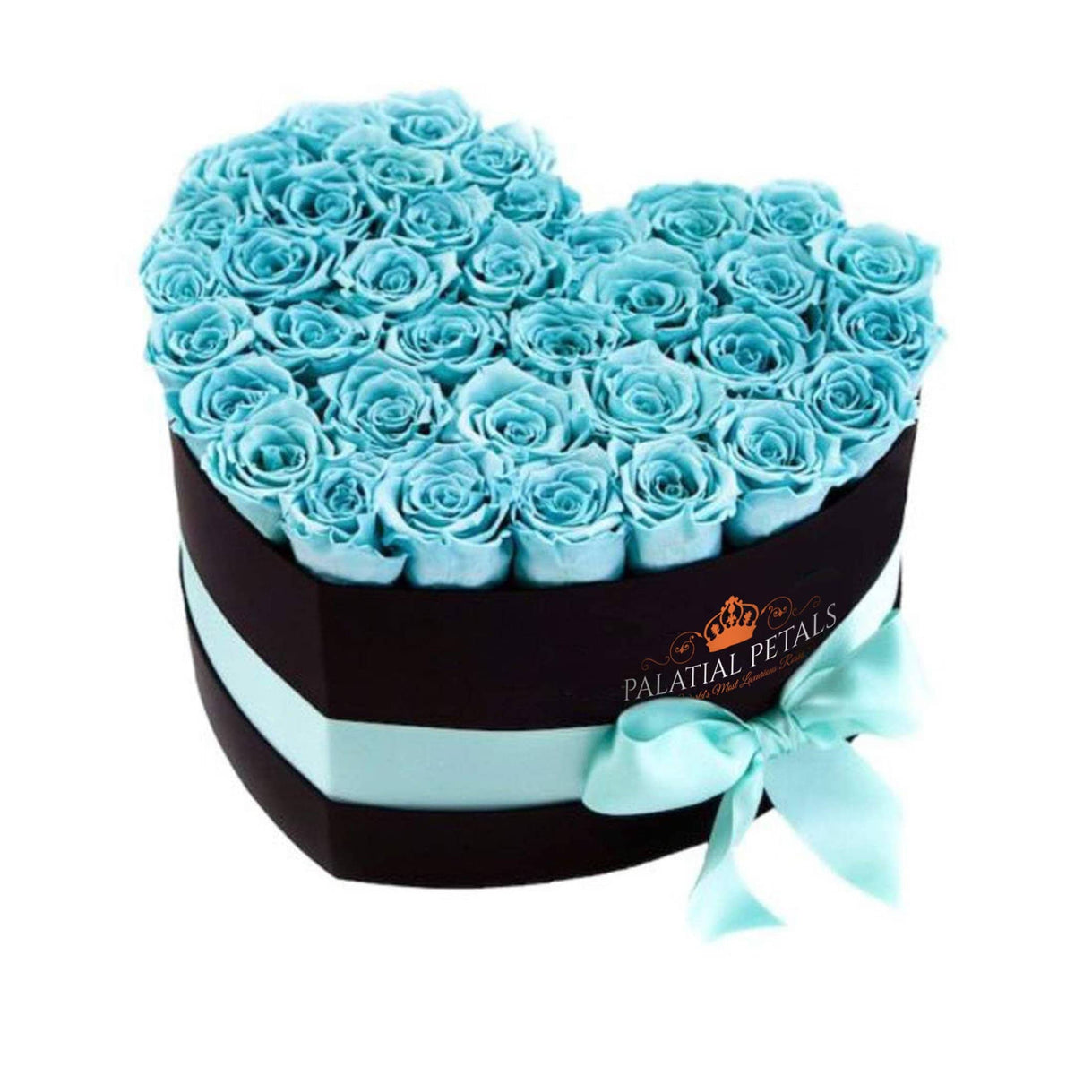 Blue Preserved Roses in Heart Gift Box – Style 2