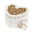 Snow White & 24K Gold Preserved Roses in Heart Gift Box