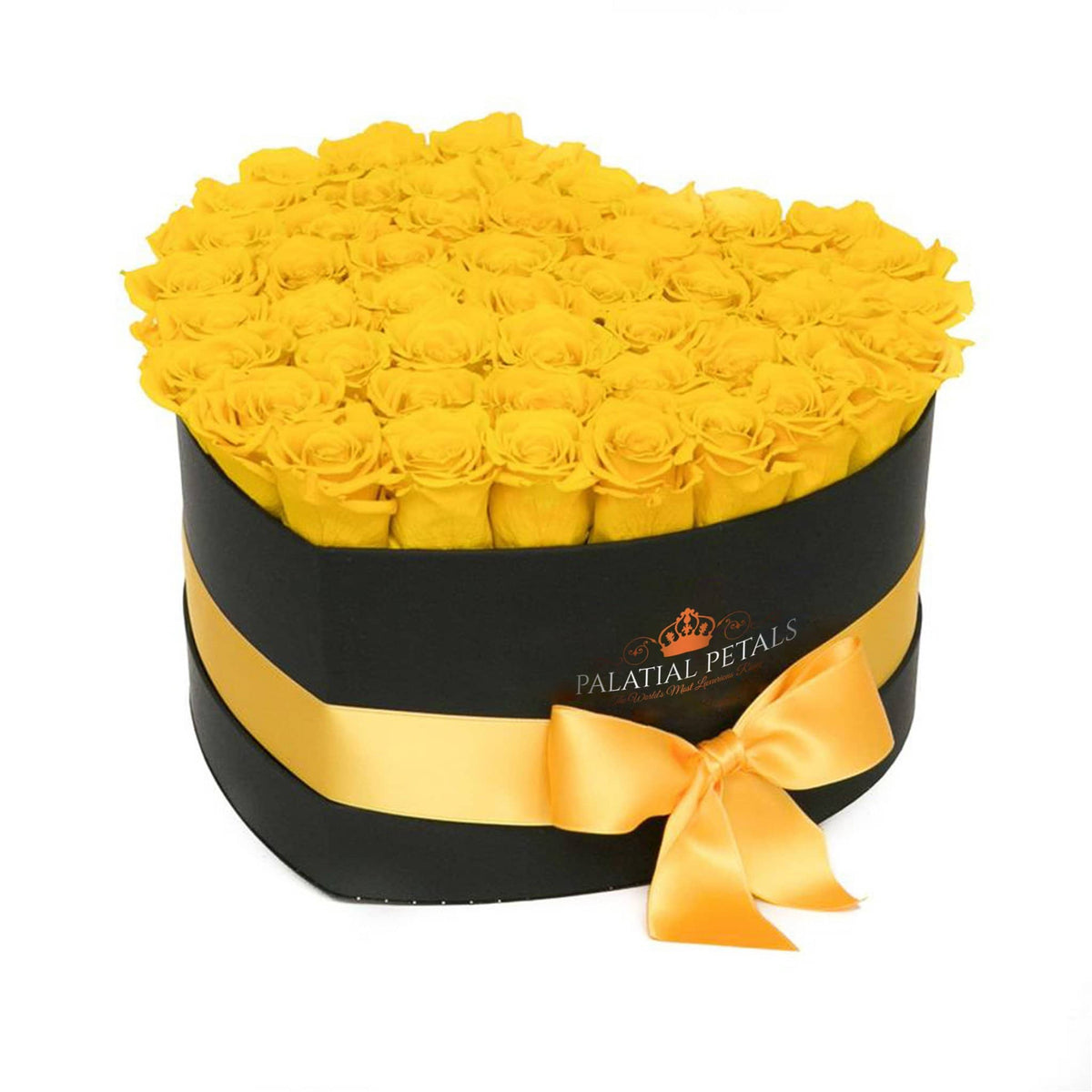 Yellow Preserved Roses in Heart Gift Box