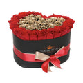 Red & 24K Gold Preserved Roses in Heart Gift Box – Style 2