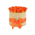 Orange Preserved Roses in Round Gift Box