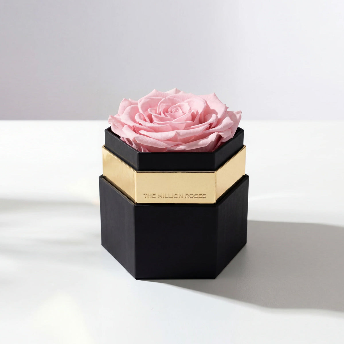 Single Pink Preserved Rose in Hexagon Gift Box