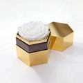 Single White Preserved Rose in Gold Mirror Hexagon Gift Box