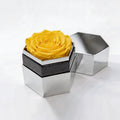 Single Yellow Preserved Rose in Silver Mirror Hexagon Gift Box
