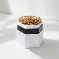 Single Gold Preserved Rose in White Hexagon Gift Box