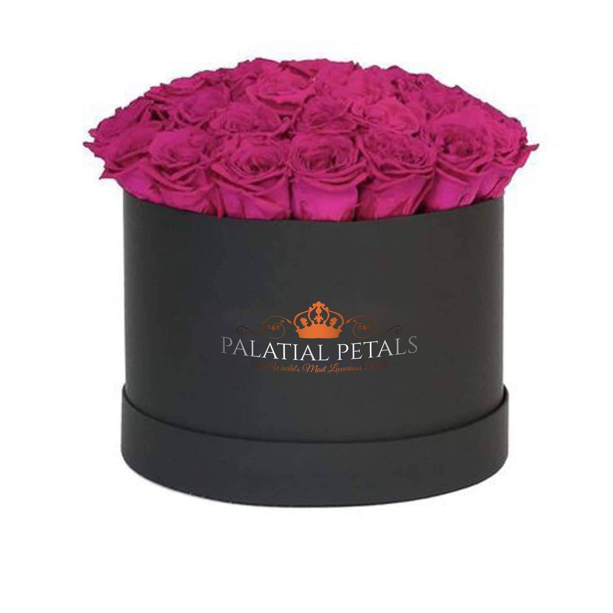 Grand Hot Pink Preserved Roses in Round Gift Box – Style 2