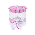 Sweet Lavender & Candy Pink Preserved Roses in Round Gift Box