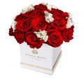 21-23 Scarlet Preserved Roses in Half Moon Gift Box