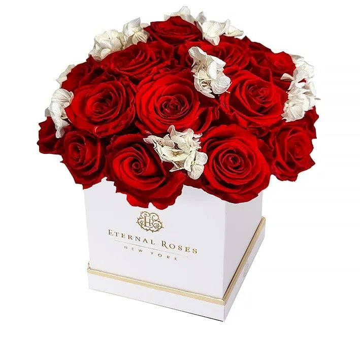 21-23 Scarlet Preserved Roses in Half Moon Gift Box