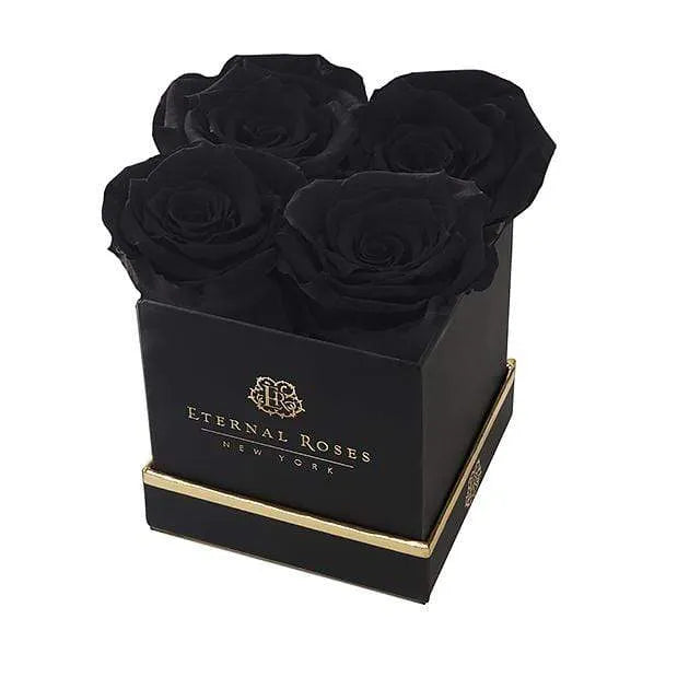 4 Midnight & Black Preserved Roses Gift Box