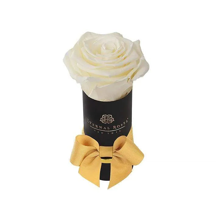 Single Canary Preserved Rose in Round Gift Box