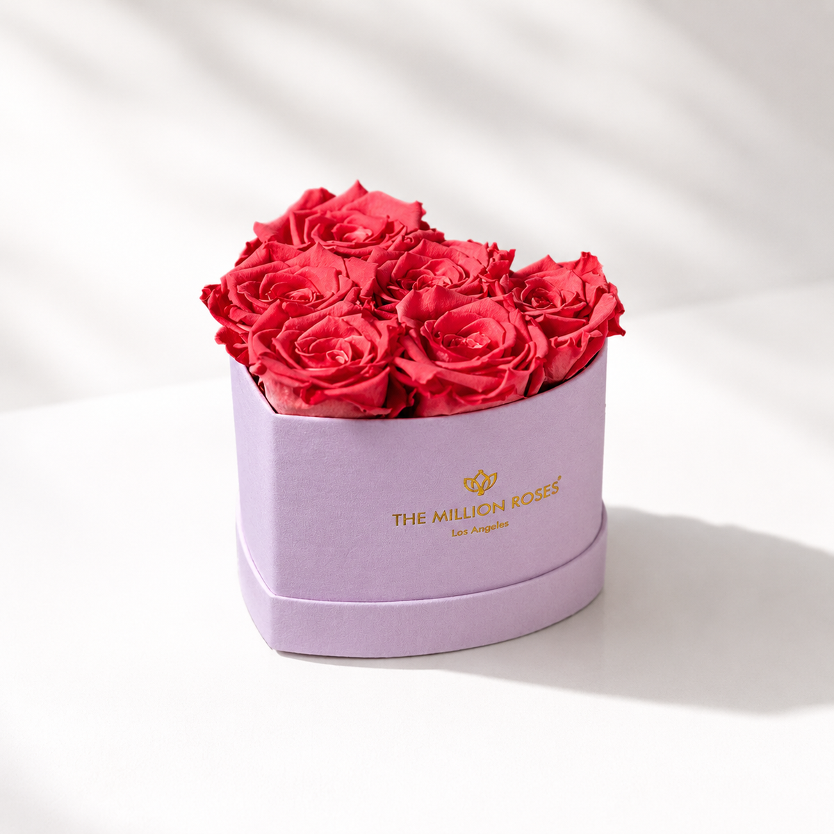 Pink & Coral Preserved Roses in Suede Heart Gift Box