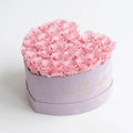 Pink Preserved Roses in Suede Heart Gift Box