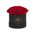 Deep Red Preserved Roses in Classic Round Gift Box