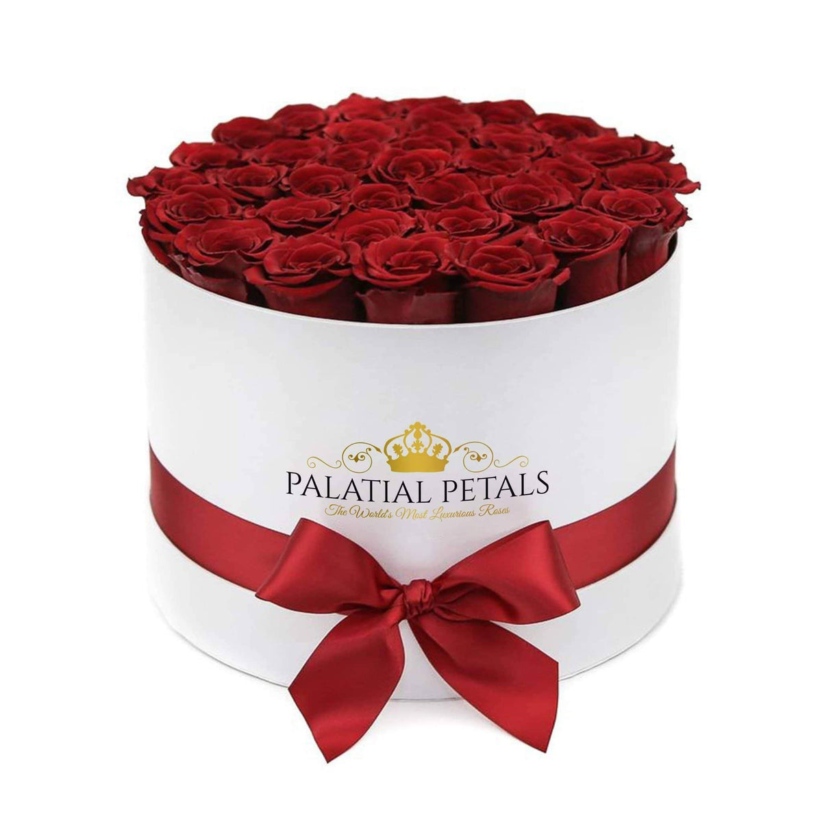 Grand Red Preserved Roses in Round Gift Box