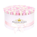 Bridal Pink & Snow White Preserved Roses in Deluxe Round Gift Box