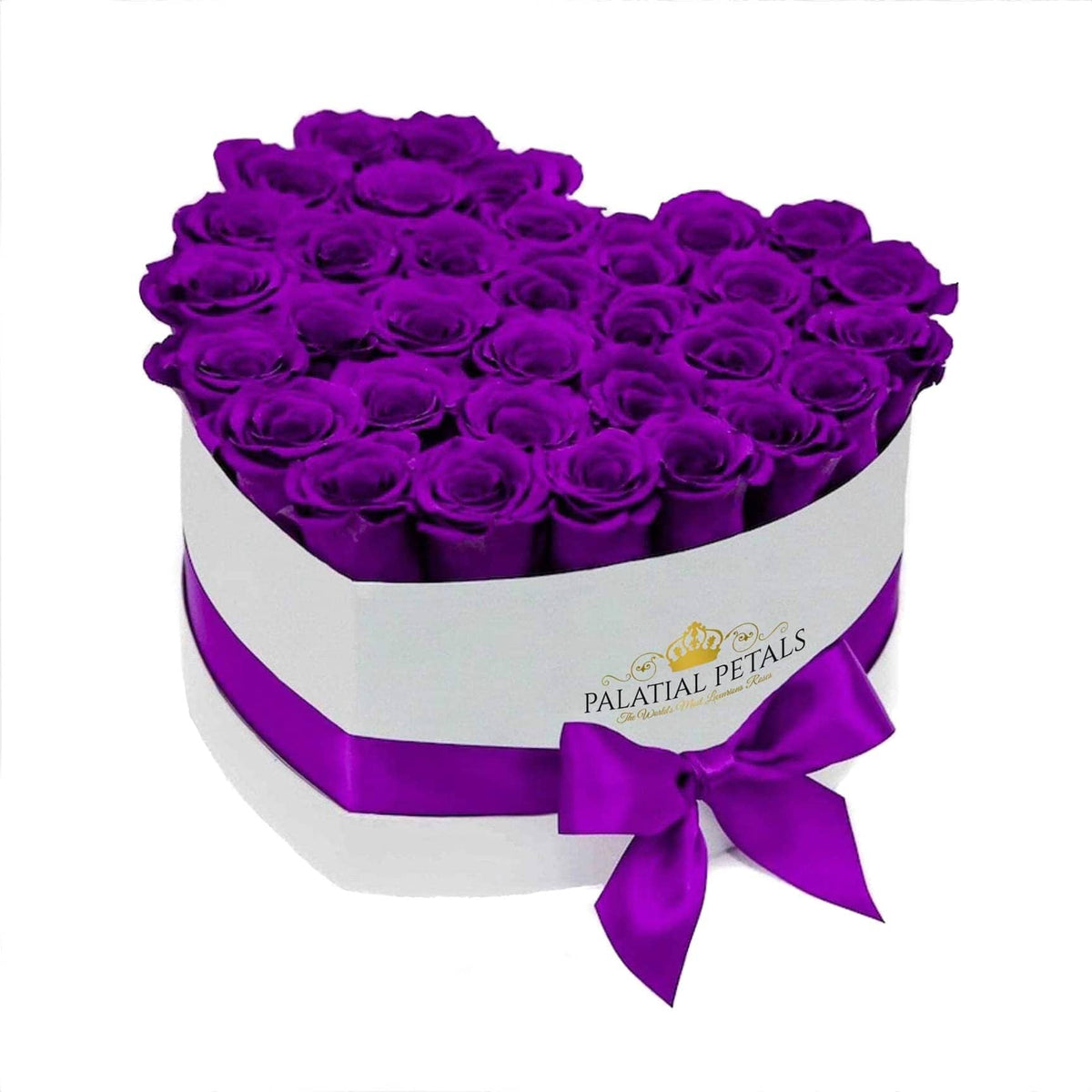 Majestic Purple Preserved Roses in Heart Gift Box – Style 2