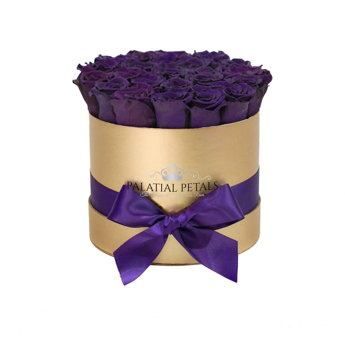 Majestic Purple Preserved Roses in Classic Round Gift Box