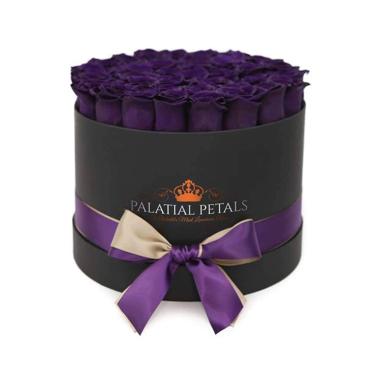 Grand Majestic Purple Preserved Roses in Round Gift Box
