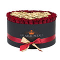 Red & 24K Gold Preserved Roses in Deluxe Round Gift Box – Style 5
