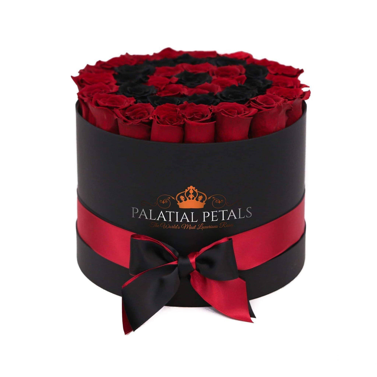 Large Red & Black Magic Preserved Roses in Round Gift Box