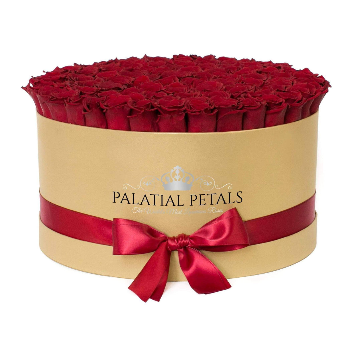 Red Preserved Roses in Deluxe Round Gift Box – Style 2