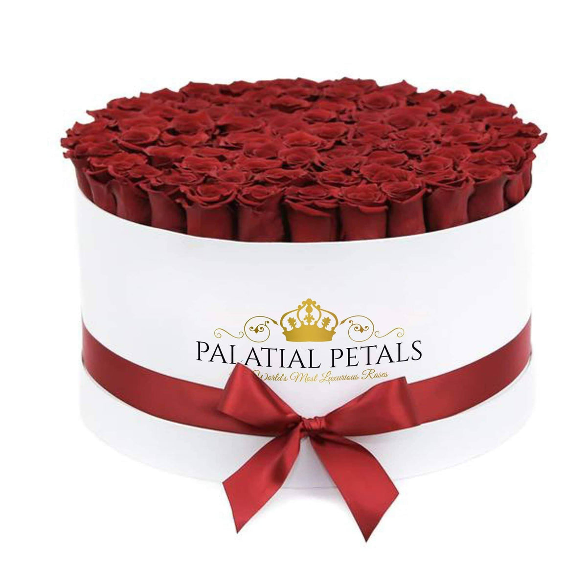 Red Preserved Roses in Deluxe Round Gift Box – Style 3