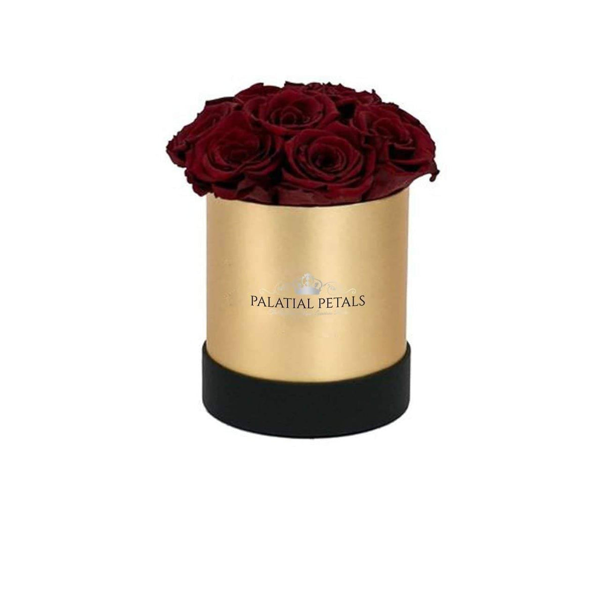 Mini Red Wine Preserved Roses in Round Gift Box