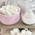 9 Ivory Preserved Roses in Suede Round Gift Box