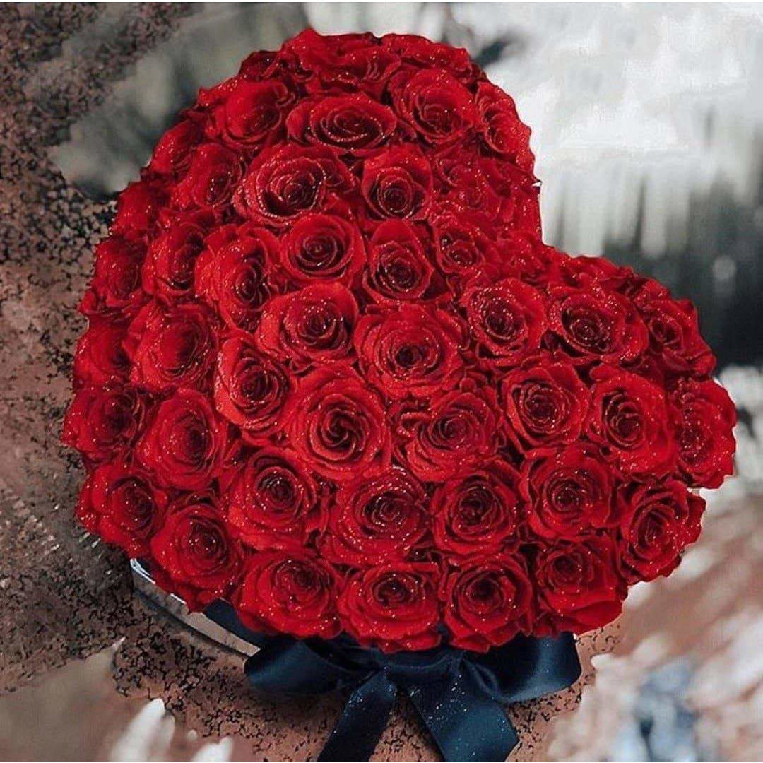 Red Preserved Roses in Heart Gift Box