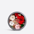 Small Gray Dried Mixed Flowers in Round Shadow Box