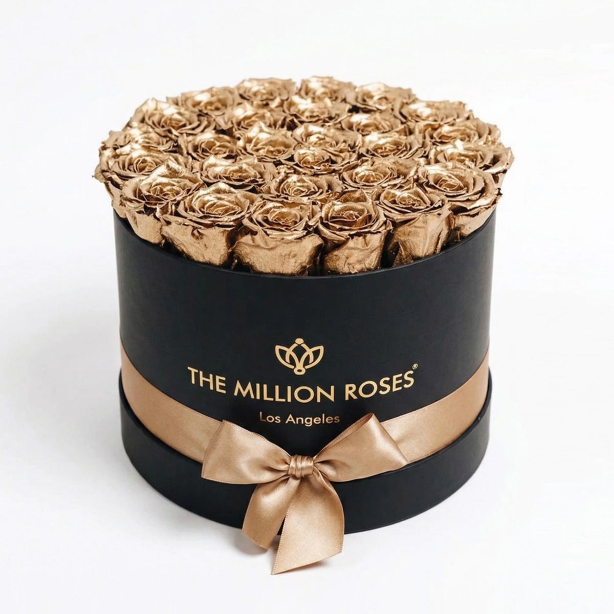 26-28 Gold Preserved Roses in Black Gift Box