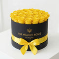 26-28 Yellow Preserved Roses in Black Gift Box