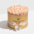 26-28 Peach Preserved Roses in Gold Gift Box