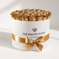 26-28 Gold Preserved Roses in White Gift Box