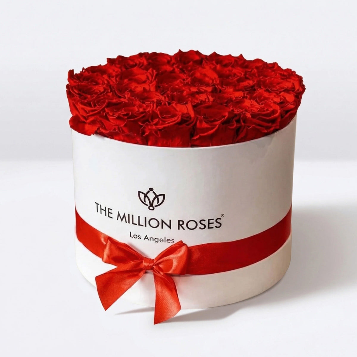 26-28 Red Preserved Roses in White Gift Box