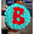 Blue & Bright Red Preserved Roses in Round Gift Box