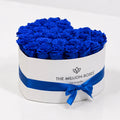 Blue Preserved Roses in White Heart Gift Box
