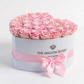 Pink Preserved Roses in White Heart Gift Box – Style 2
