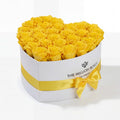28-30 Yellow Preserved Roses in White Heart Gift Box