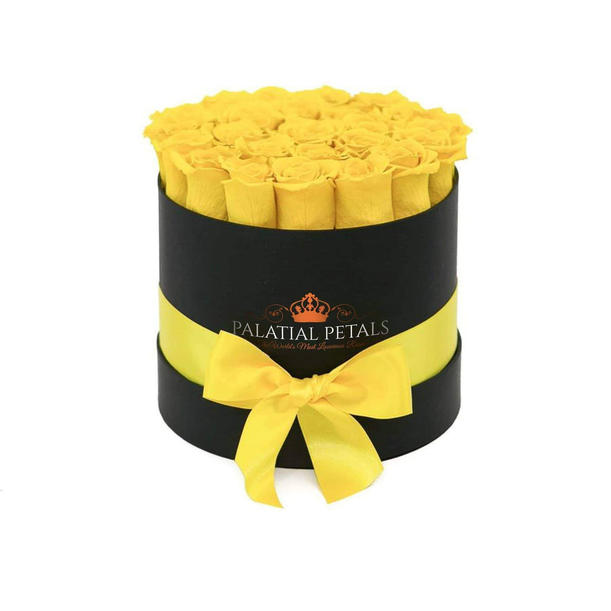 Sunshine Yellow Preserved Roses in Classic Round Gift Box